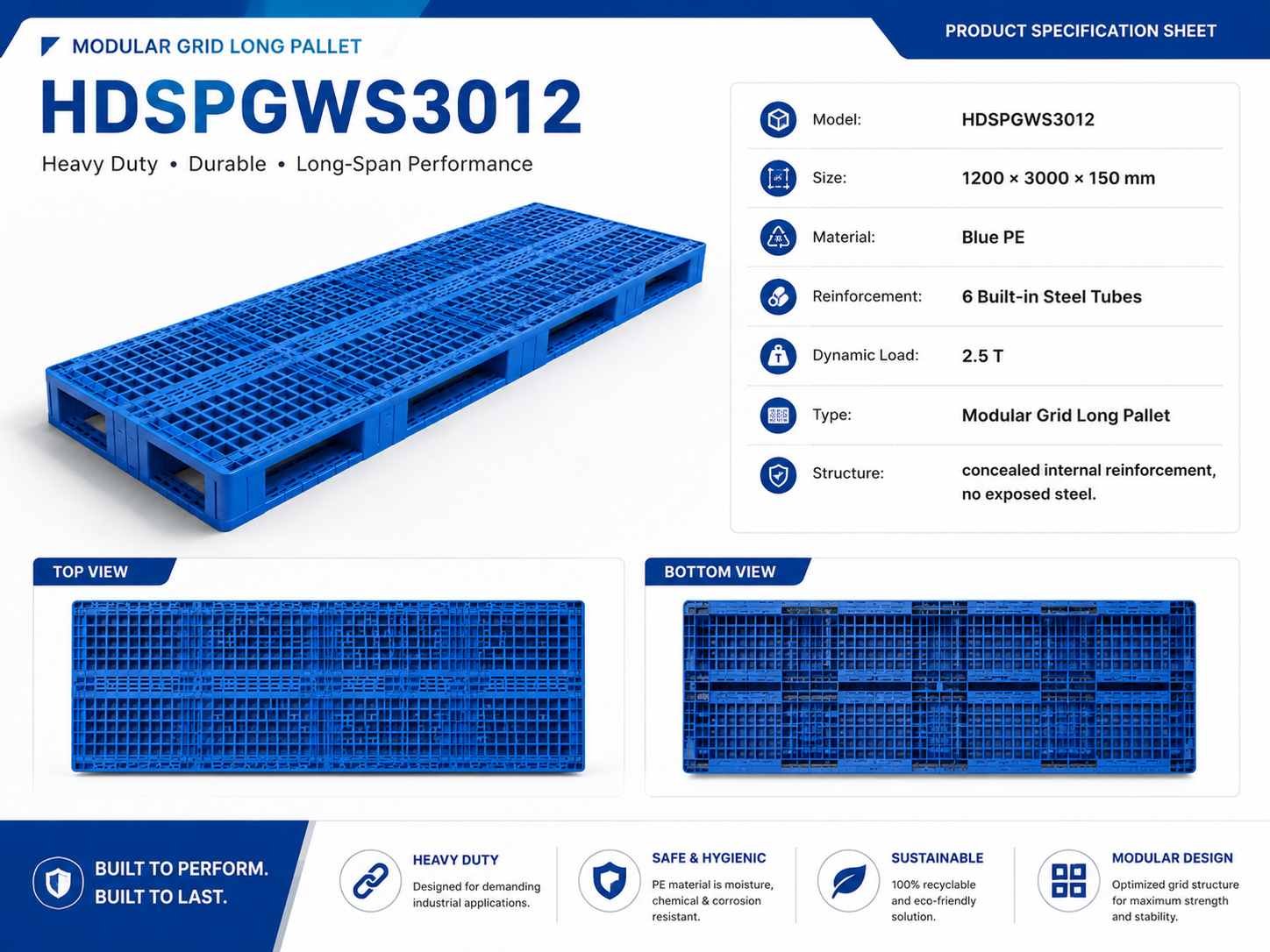 3000x1200x150 mm Modular Plastic Pallet