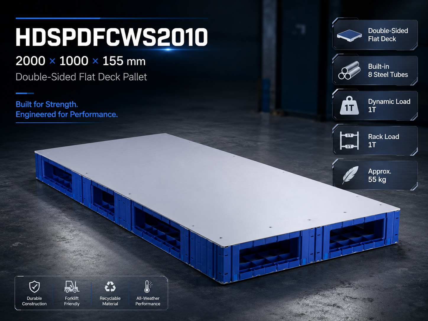 2000x1000x150 mm Modular Plastic Pallet