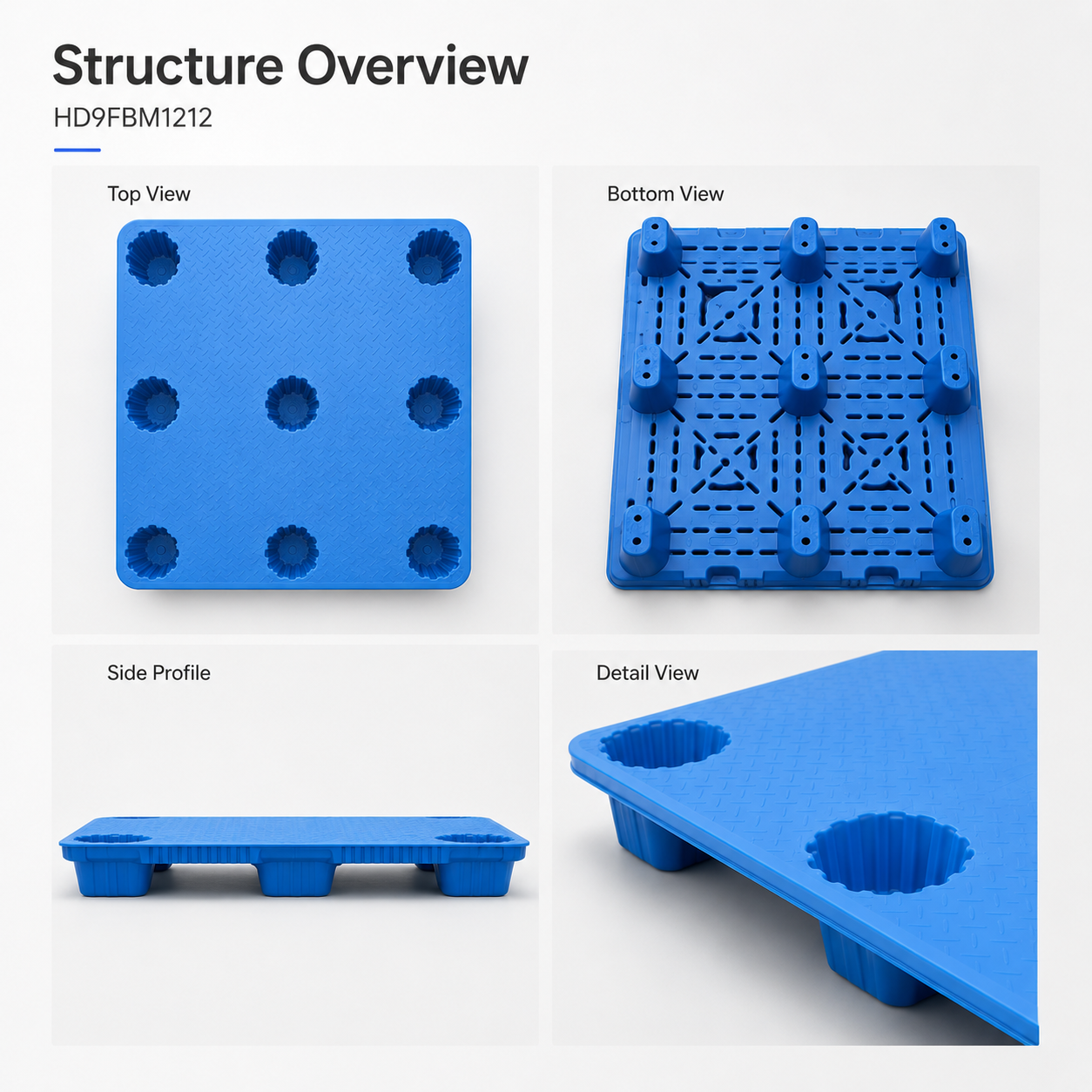 1200x1200x150 mm Blow Molded Plastic Pallet