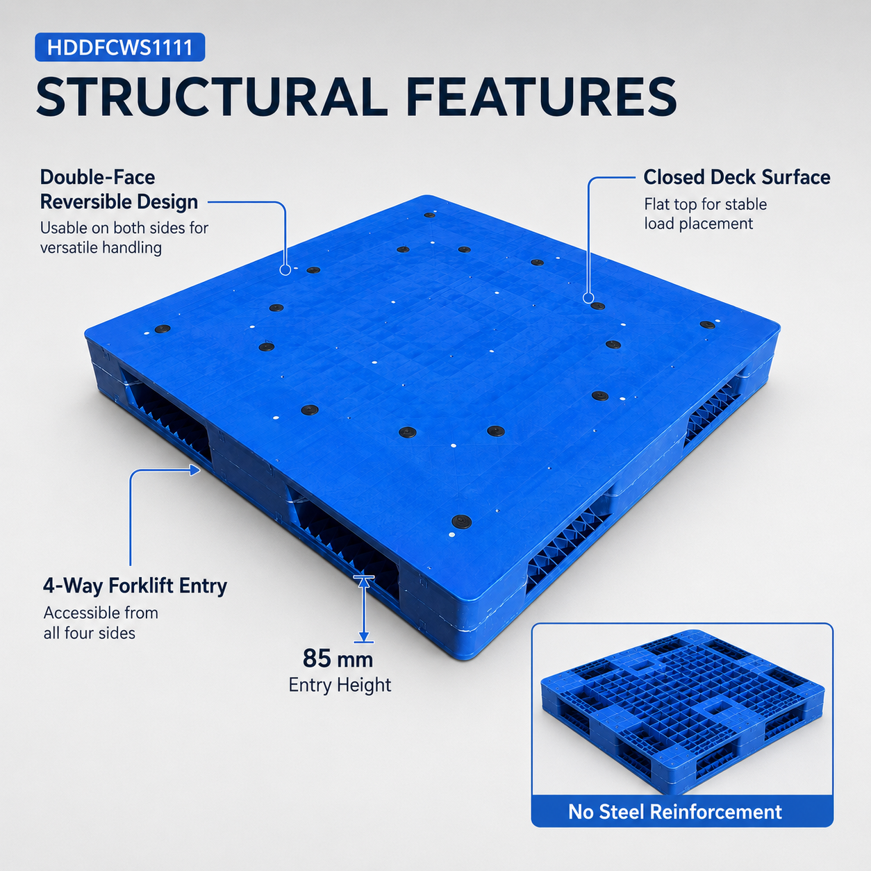 1200x1200x150 mm Double-Face Solid Top Plastic Pallet