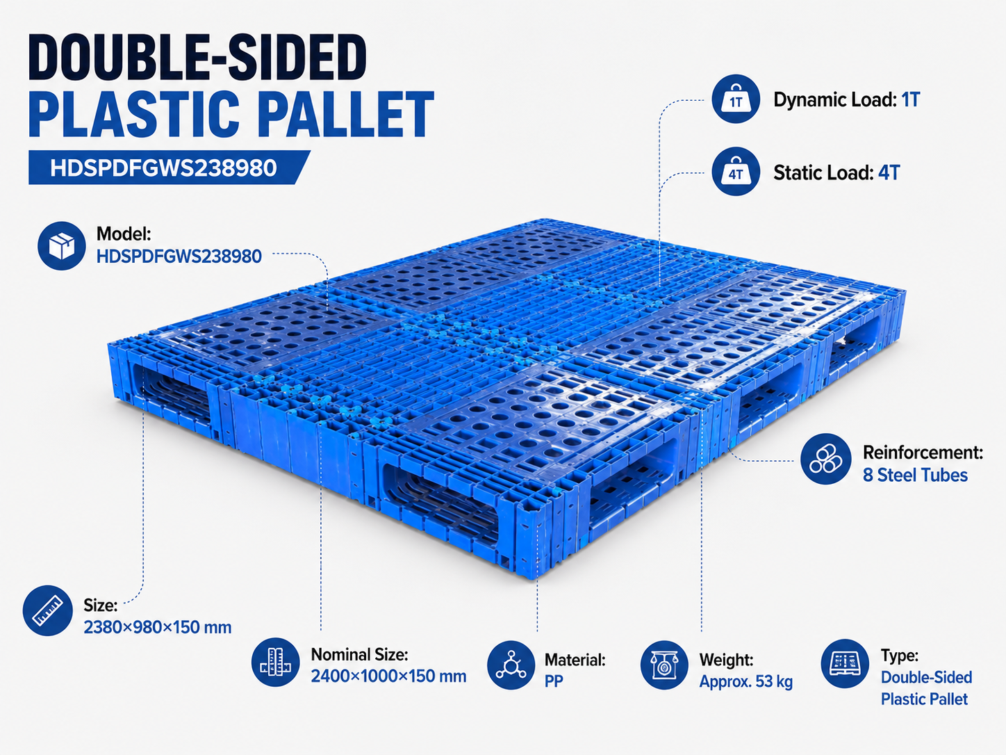2380x980x150 mm Modular Plastic Pallet
