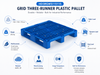 1150x1150x170 mm Three-Runner Open Deck Plastic Pallet