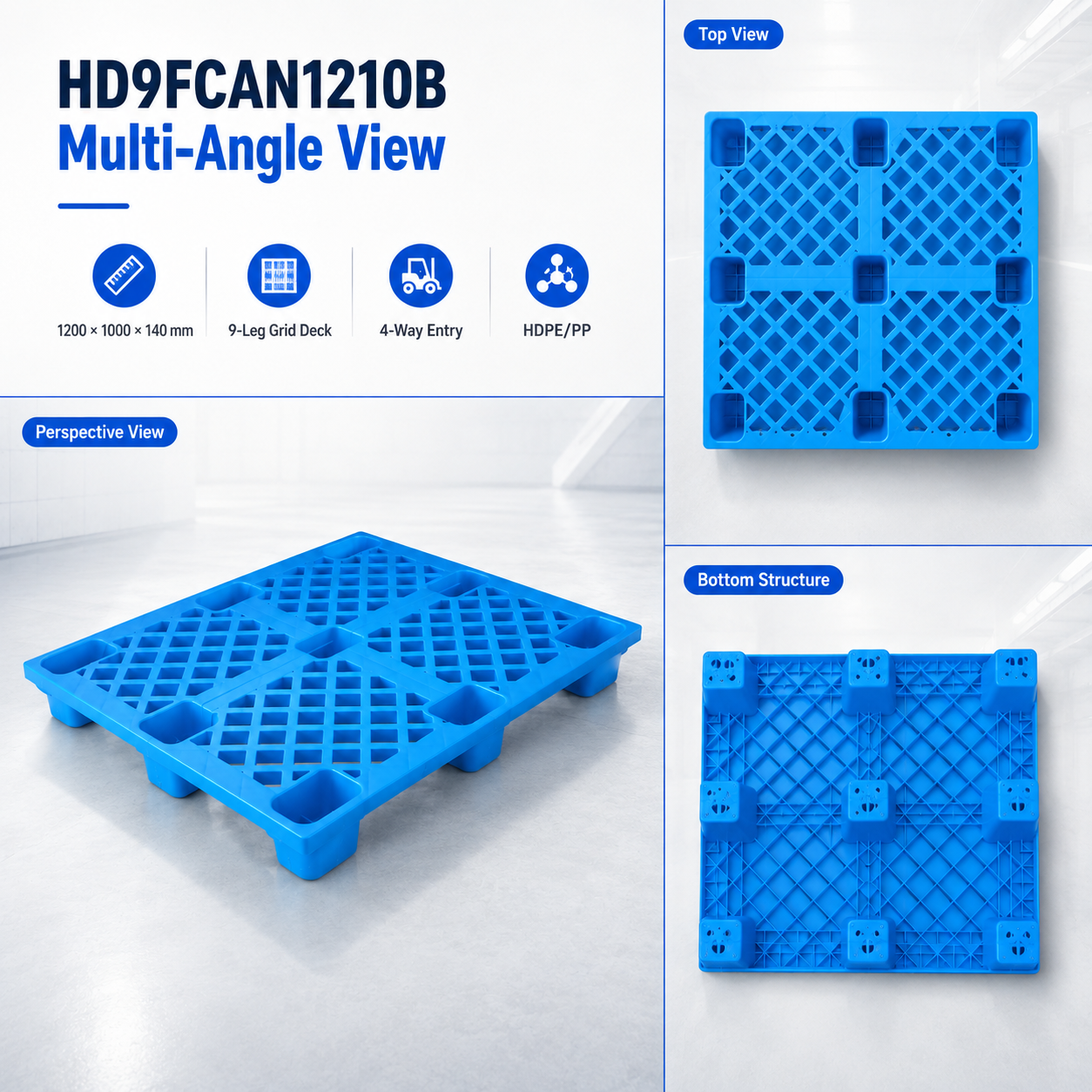 1200x1000x140 mm Nestable Plastic Pallet
