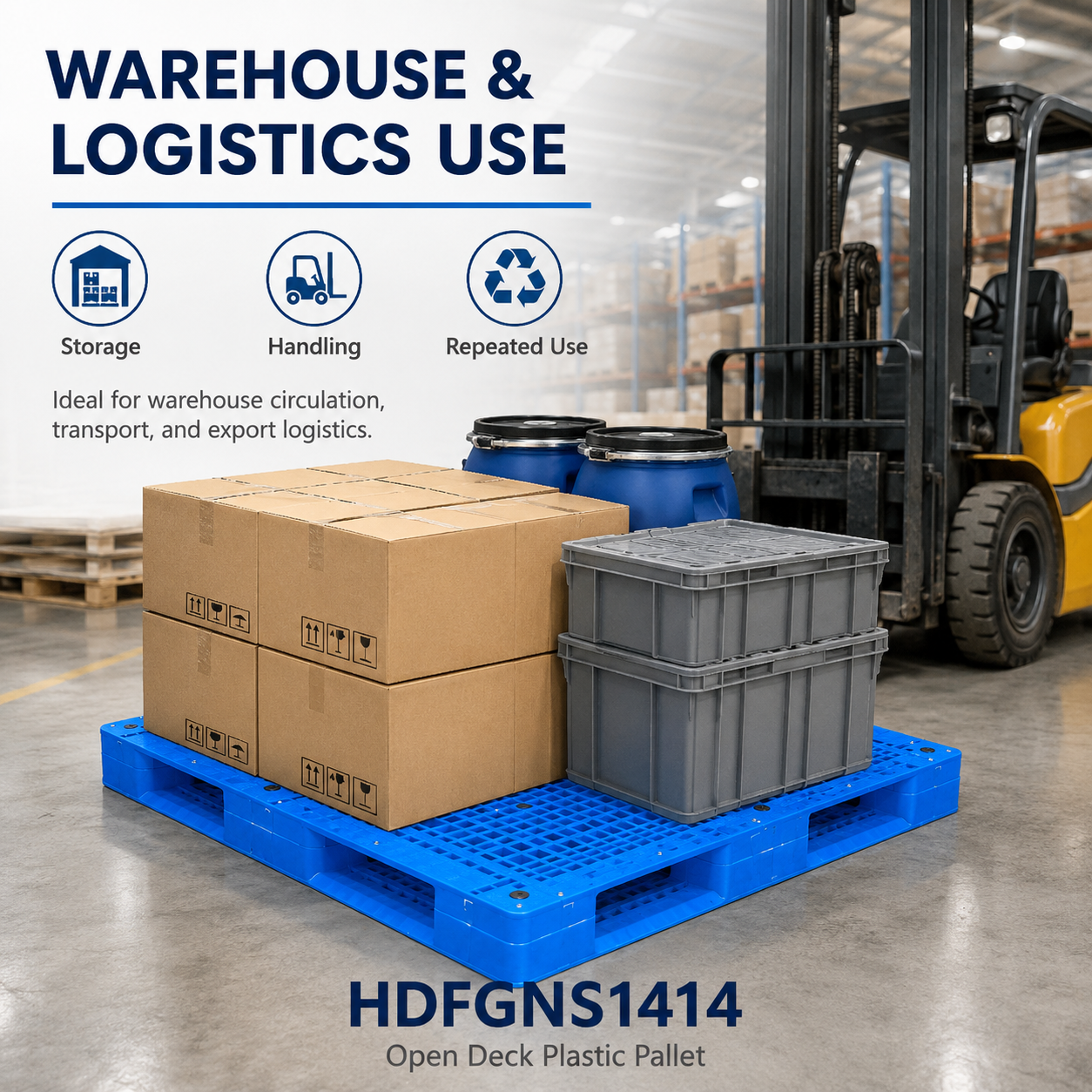 1400x1400x160 mm Full Perimeter Open Deck Plastic Pallet