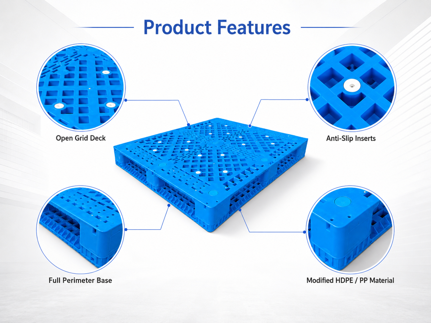1200x1000x150 mm Full Perimeter Open Deck Plastic Pallet