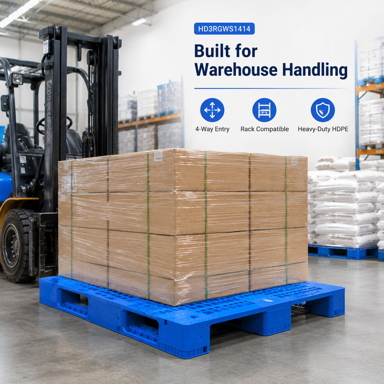 HD3RGWS1414 Three-Runner Open Deck Plastic Pallet