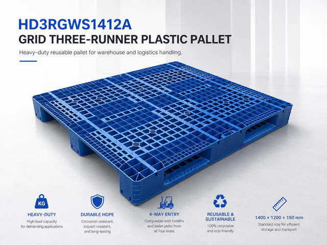 1400x1200x150 mm Three-Runner Open Deck Plastic Pallet