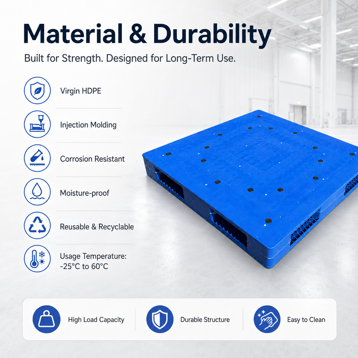 1200x1200x150 mm Double-Face Solid Top Plastic Pallet