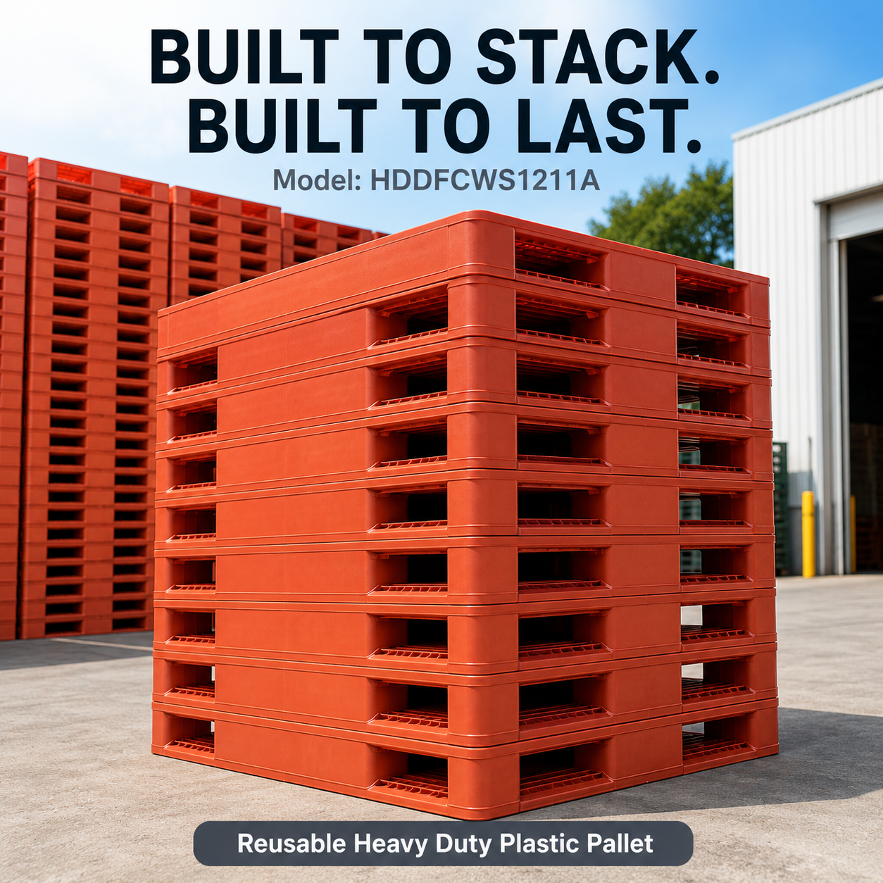 1200x1100x168 mm Double-Face Solid Top Plastic Pallet