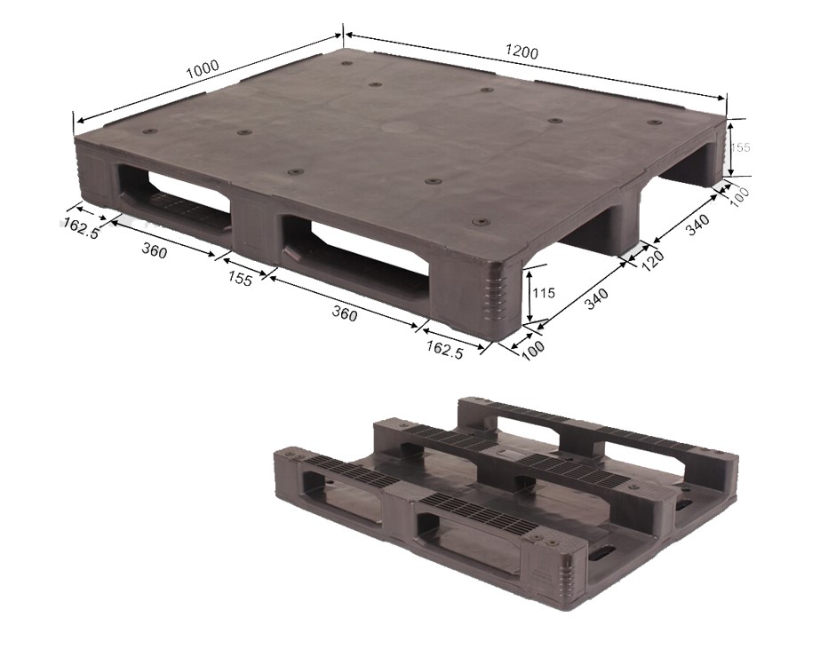 1200 x 1000 heavy duty rackable plastic pallets with lip