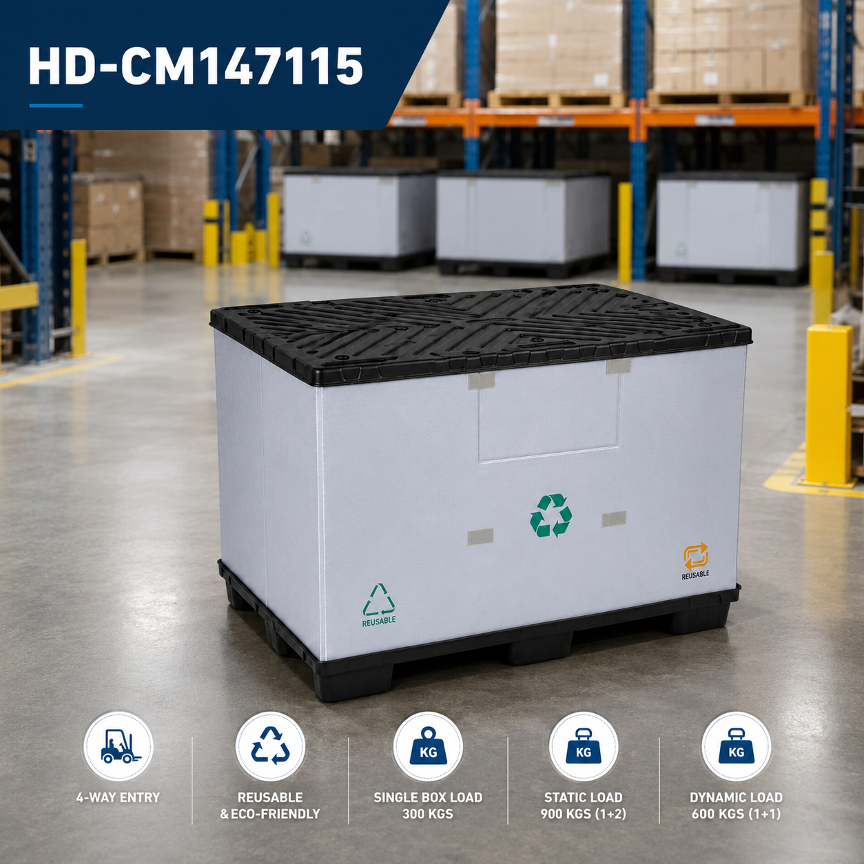 1470x1150 Twin-Sheet Plastic Sleeve Pack Container - Hum safety stop type