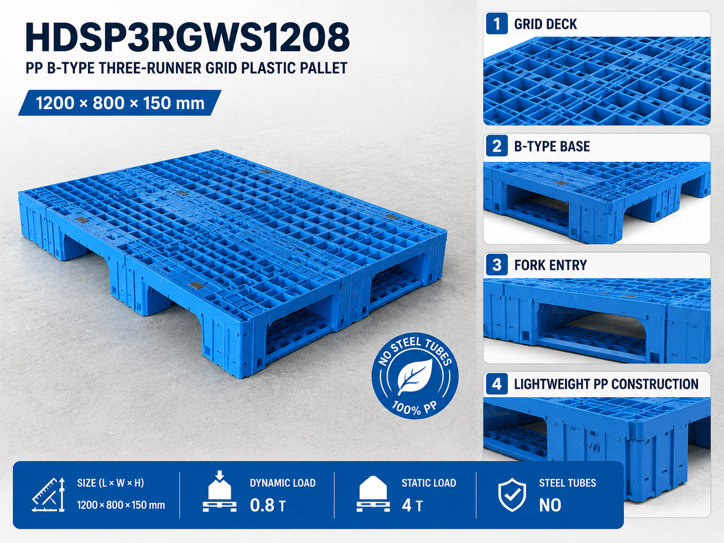 1200x800x150 mm Modular Plastic Pallet