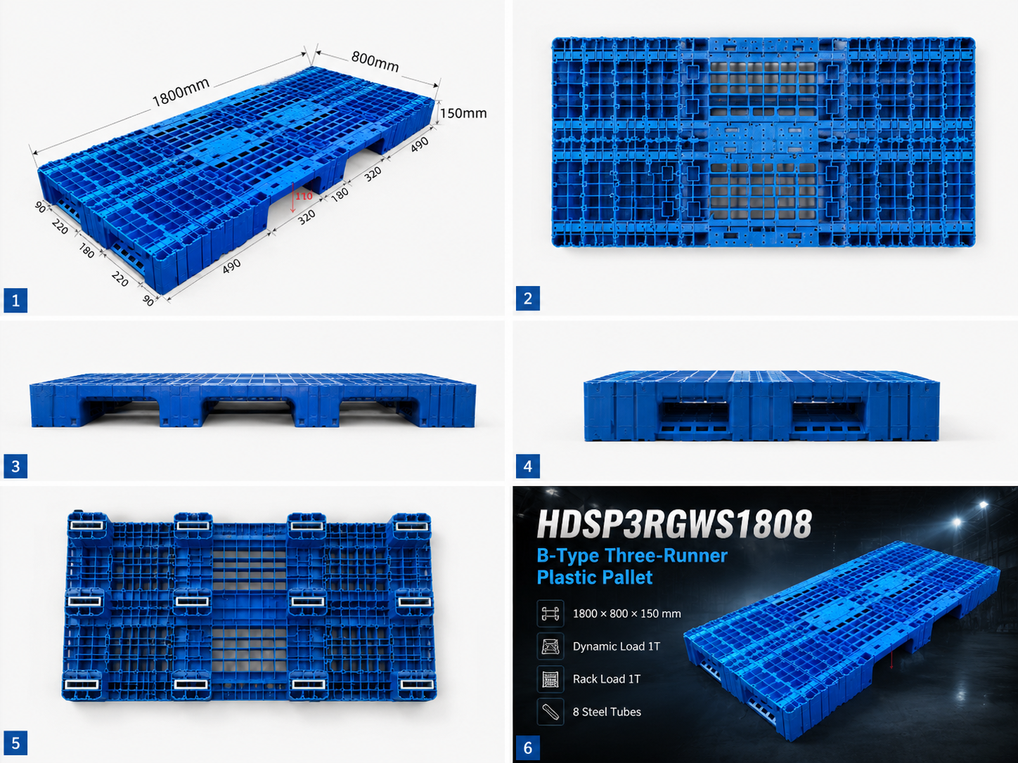 1800x800x150 mm Modular Plastic Pallet
