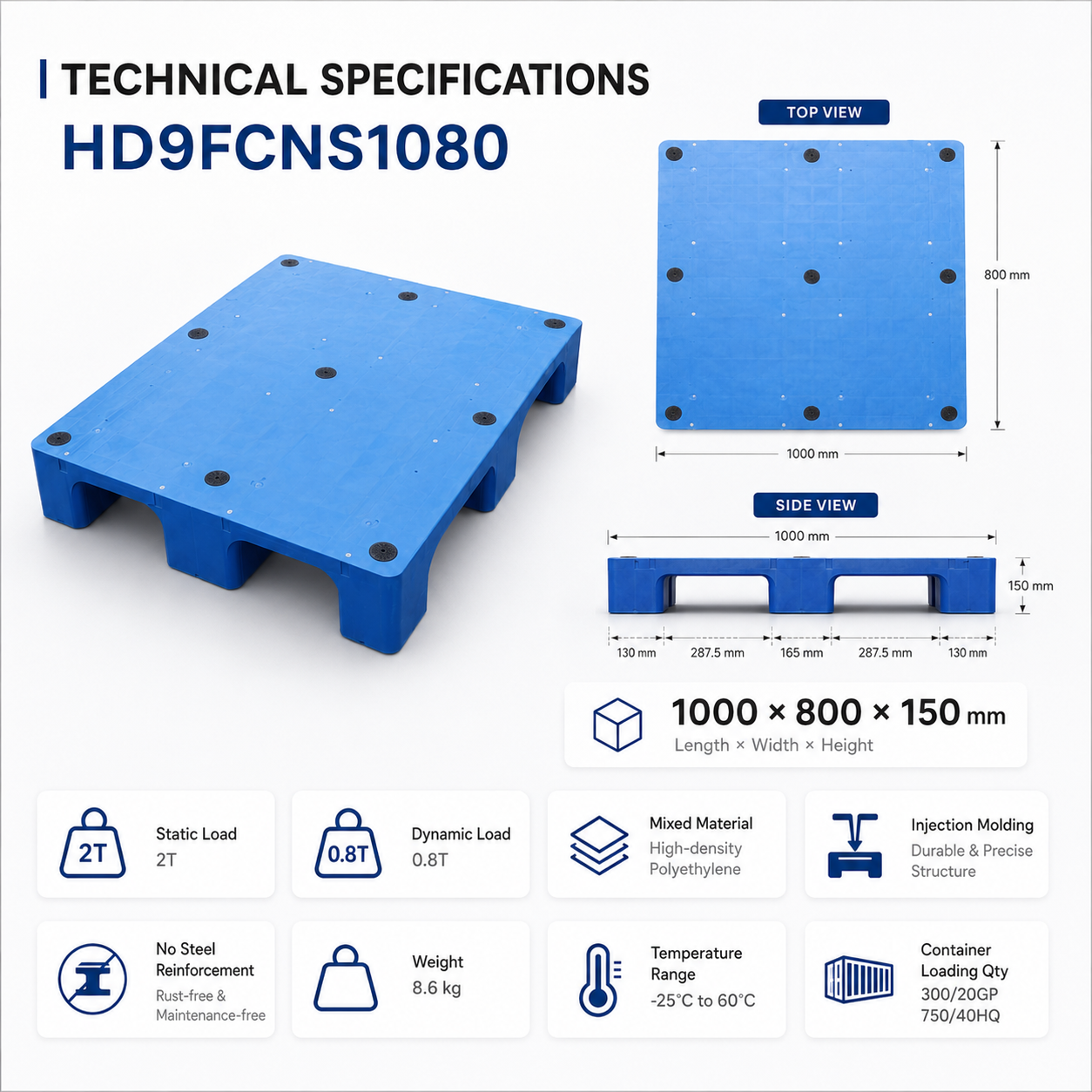 HD9FCNS1080 Nestable Plastic Pallet