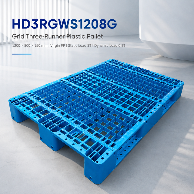 1200x800x150 mm Three-Runner Open Deck Plastic Pallet