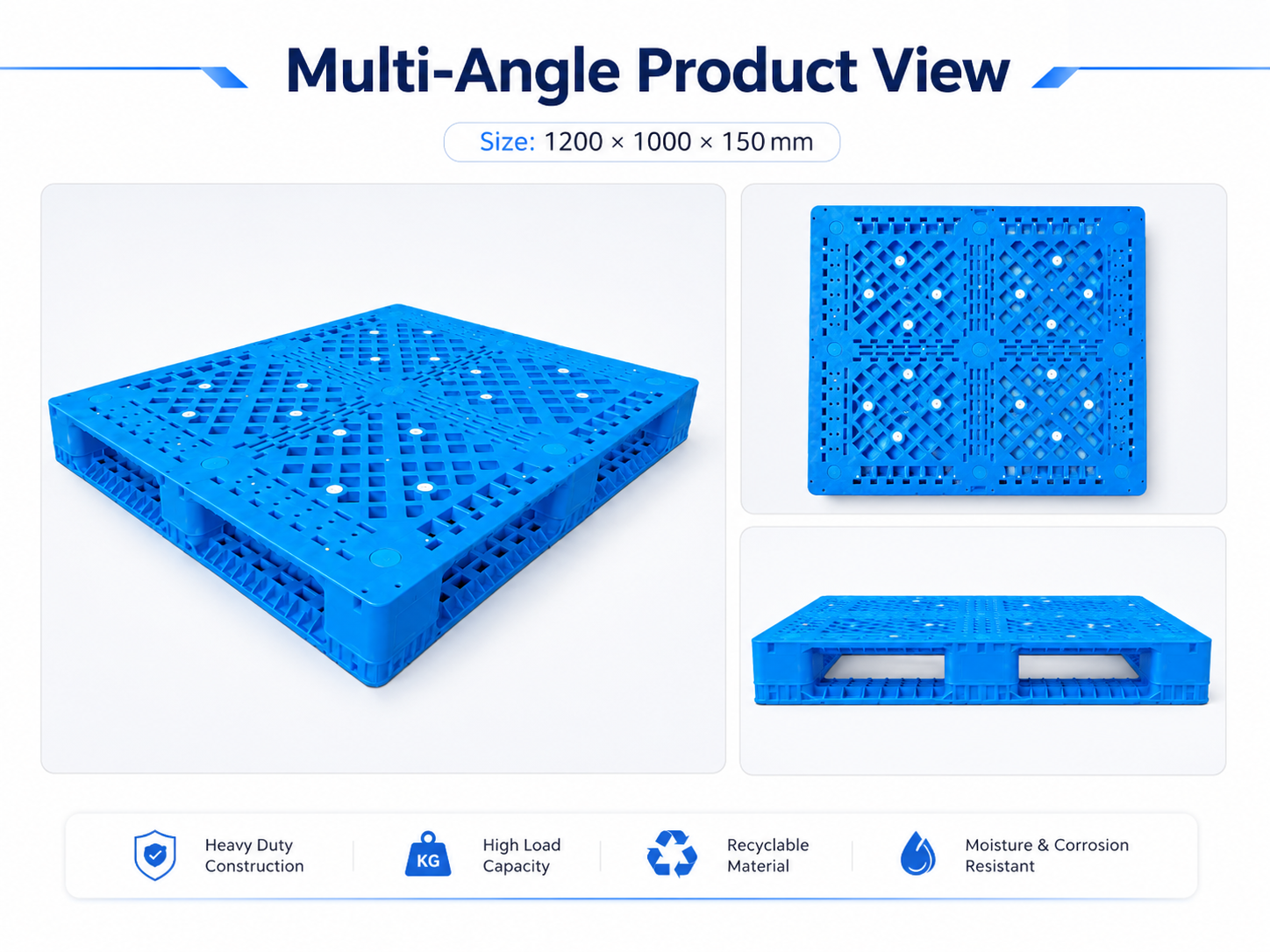 1200x1000x150 mm Full Perimeter Open Deck Plastic Pallet