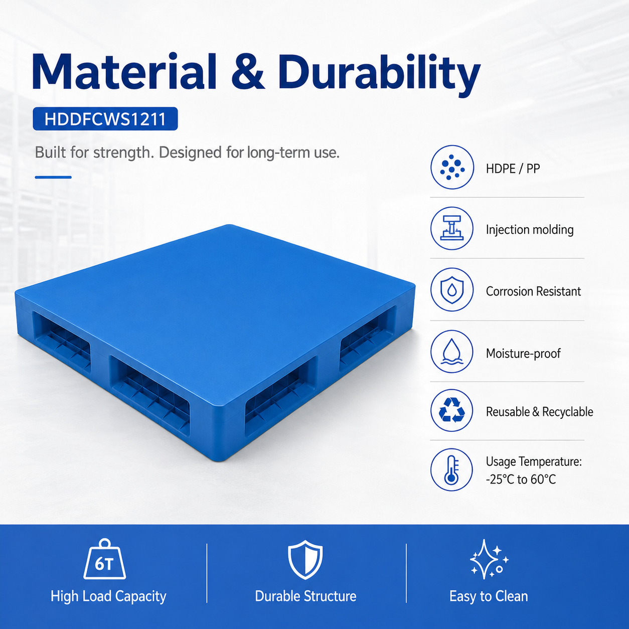 1200x1100x150 mm Double-Face Solid Top Plastic Pallet