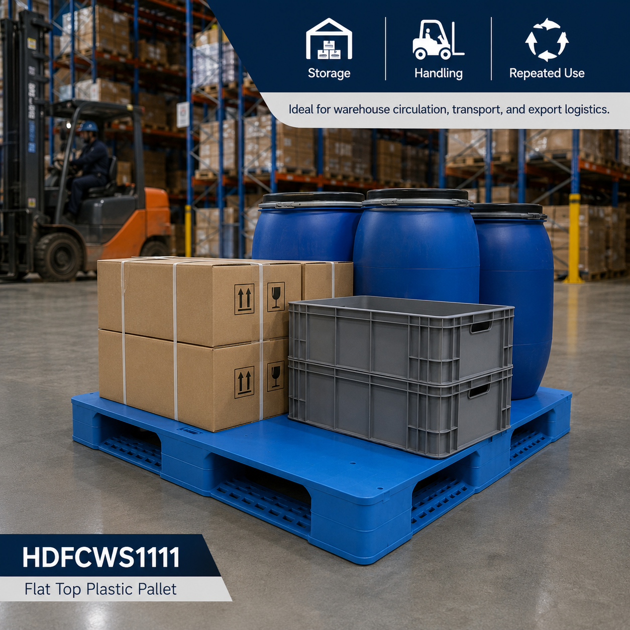 1100x1100x150 mm Full Perimeter Solid Top Plastic Pallet