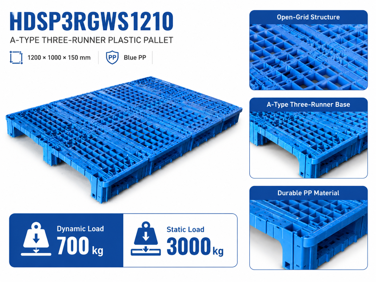 1200x1000x150 mm Modular Plastic Pallet
