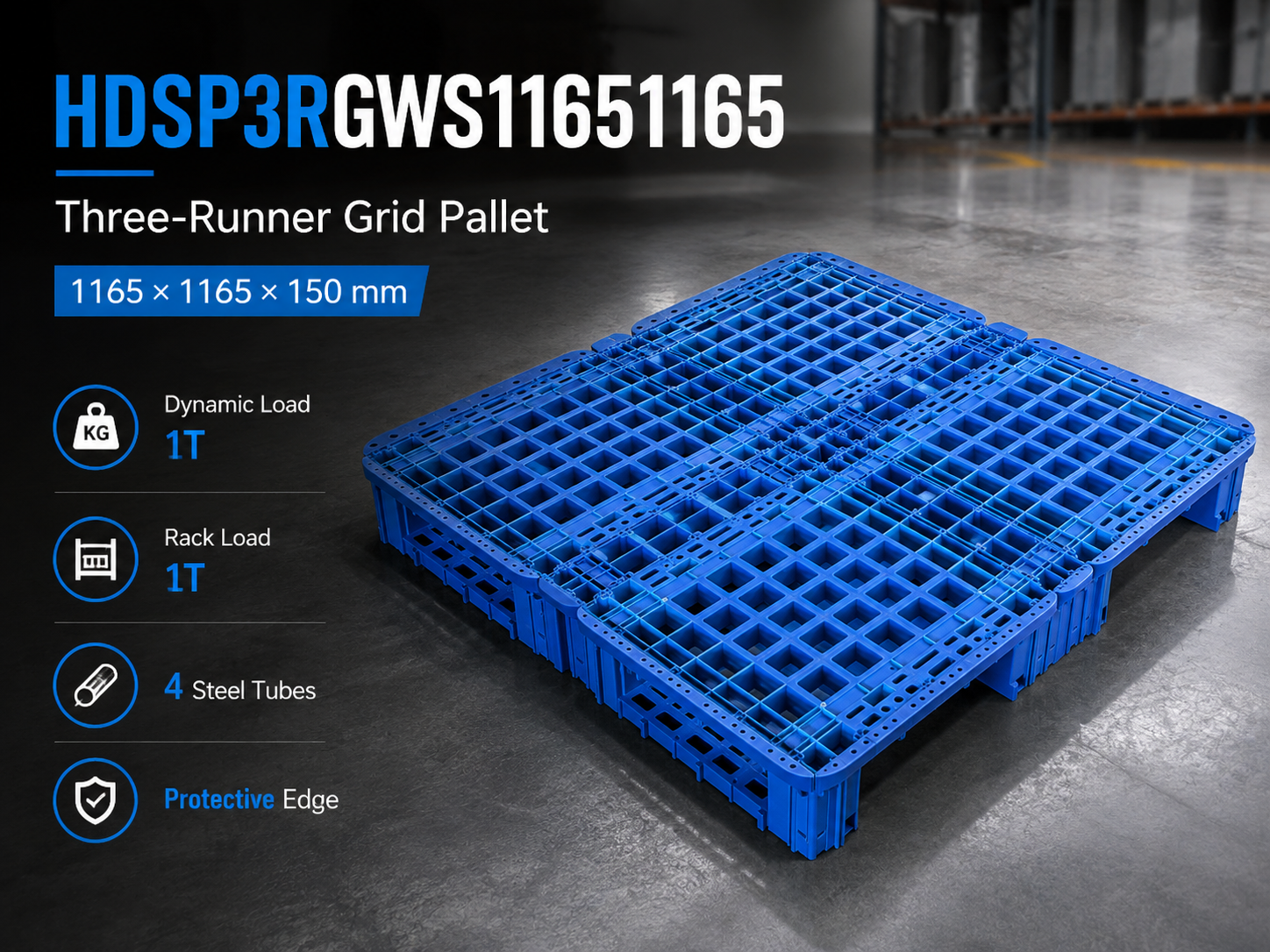 1165x1165x150 mm Modular Plastic Pallet