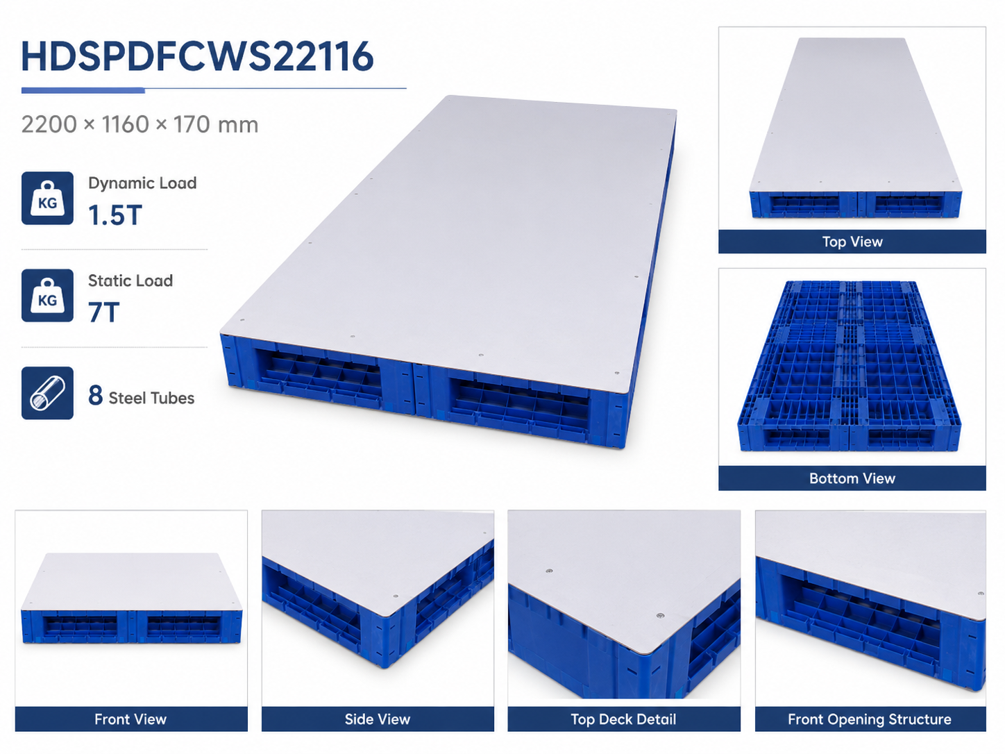 2200x1160x170 mm Modular Plastic Pallet
