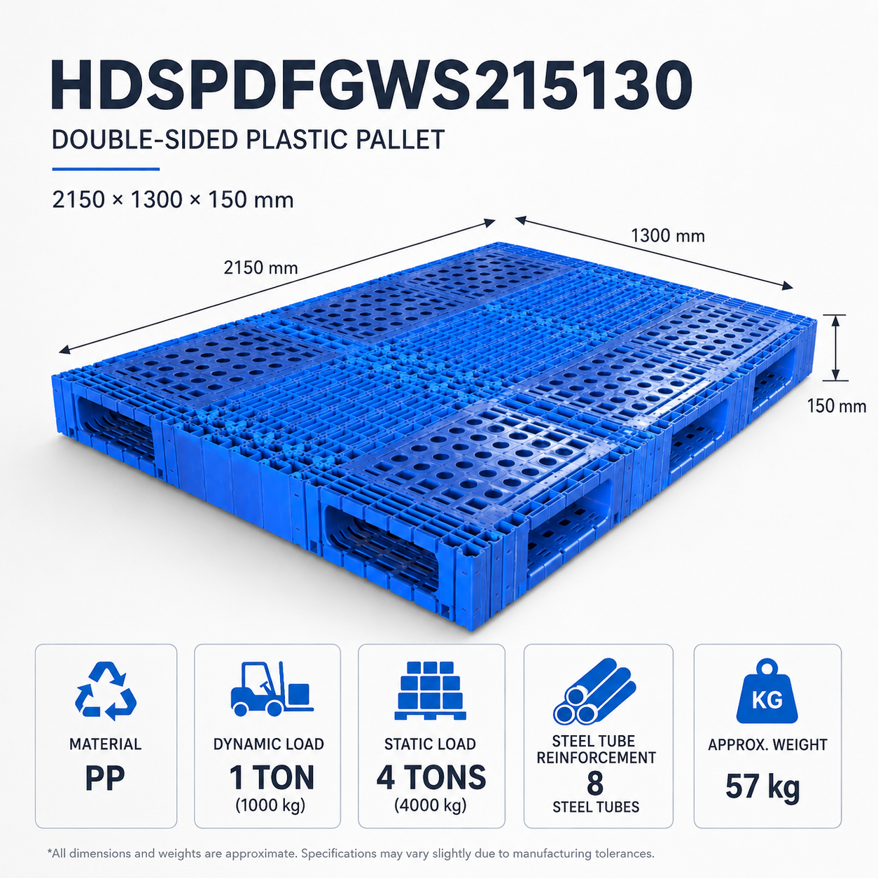 2150x1300x150 mm Modular Plastic Pallet