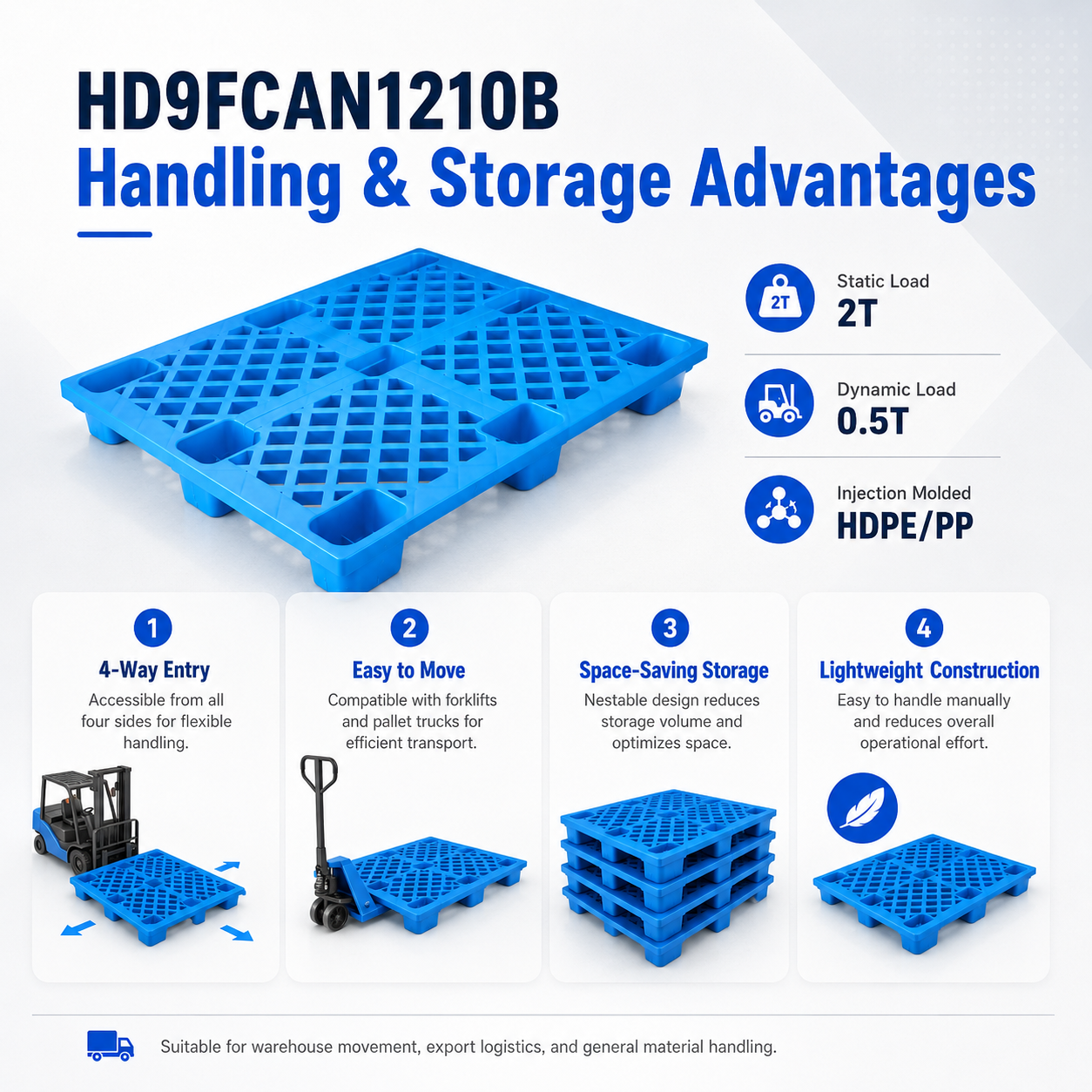 1200x1000x140 mm Nestable Plastic Pallet