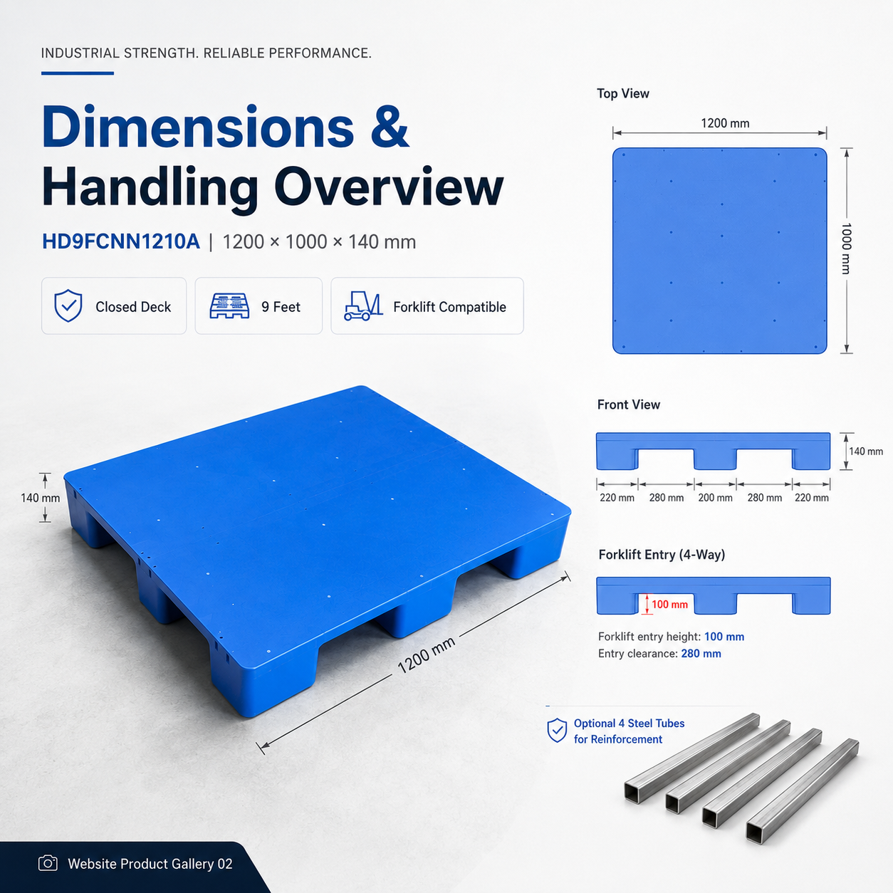1200x1000x140 mm Nestable Plastic Pallet