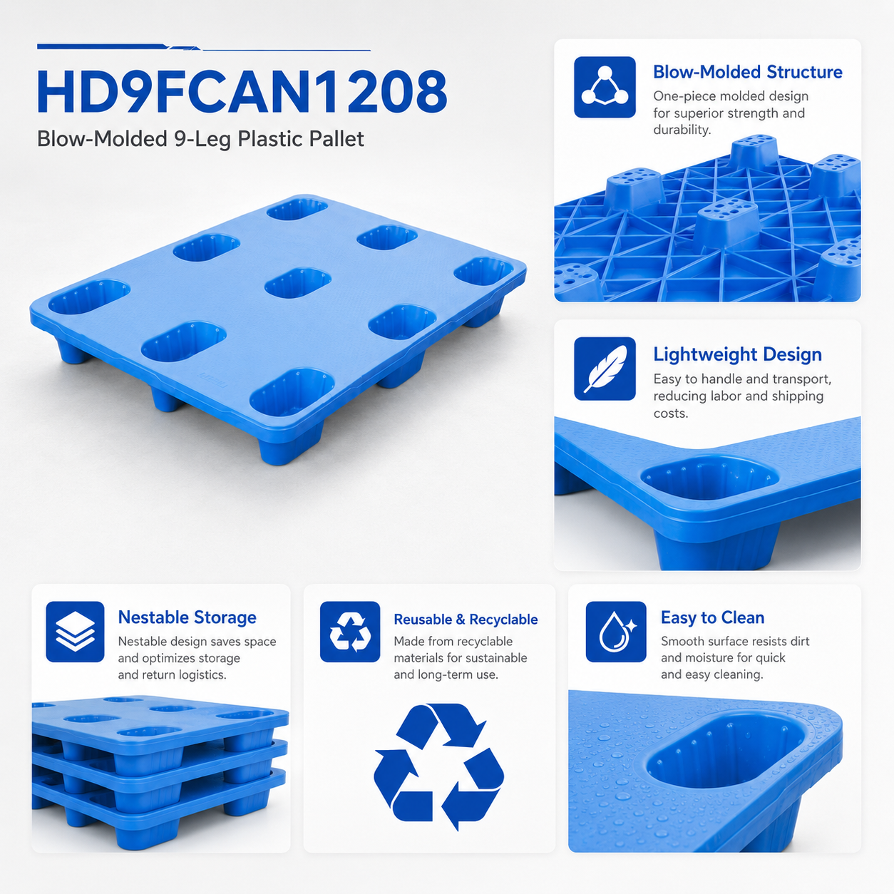 HD9FCAN1208 Nestable Plastic Pallet