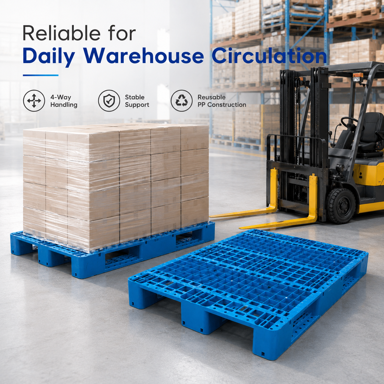 1200x800x150 mm Three-Runner Open Deck Plastic Pallet
