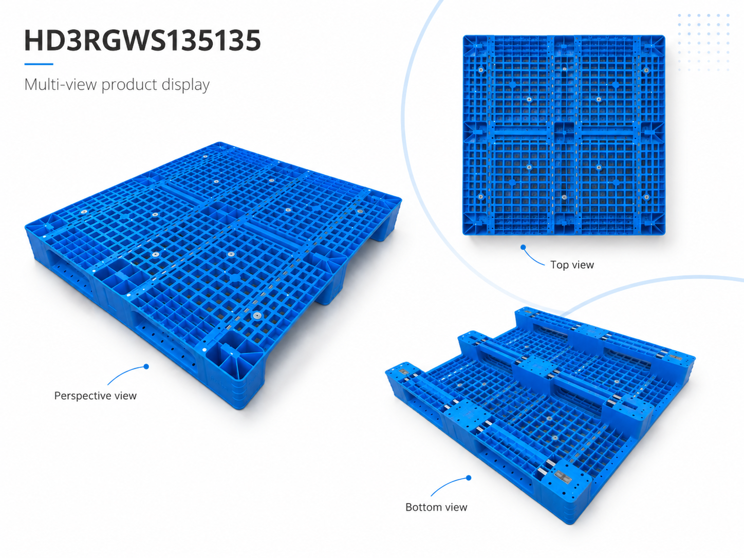 HD3RGWS135135 Three-Runner Open Deck Plastic Pallet