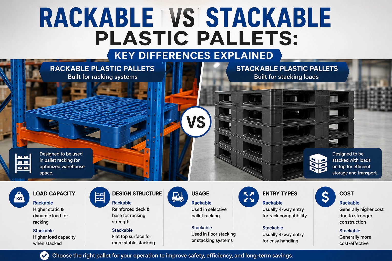 Rackable Vs Stackable Plastic Pallets: Key Differences Explained