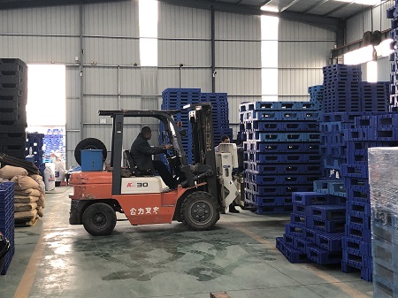 Large Heavy Duty Grid Blue Plastic Spliced Pallet 