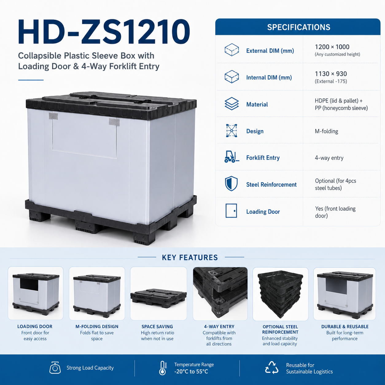 1200x1000 Injection-Moulded 3-Runner Sleeve Pack Container