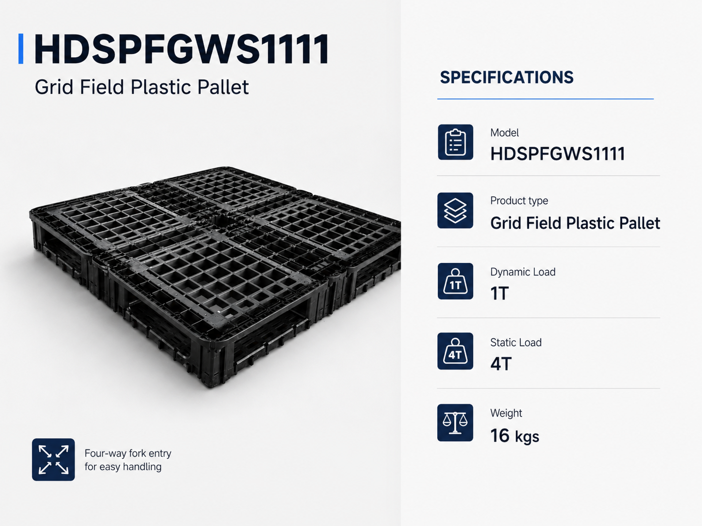 1100x1100x150 mm Modular Plastic Pallet