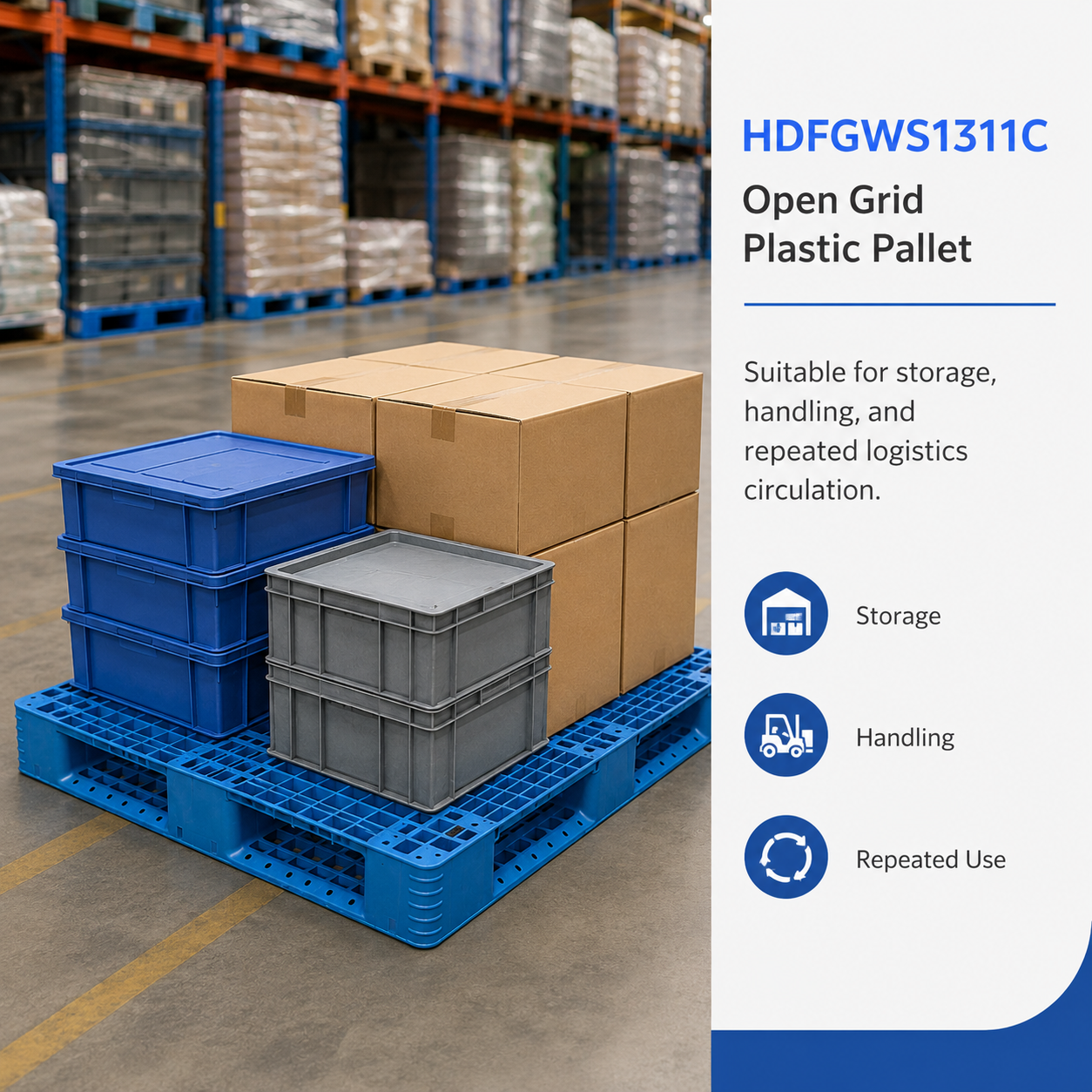 1300x1100x150 mm Full Perimeter Solid Top Plastic Pallet