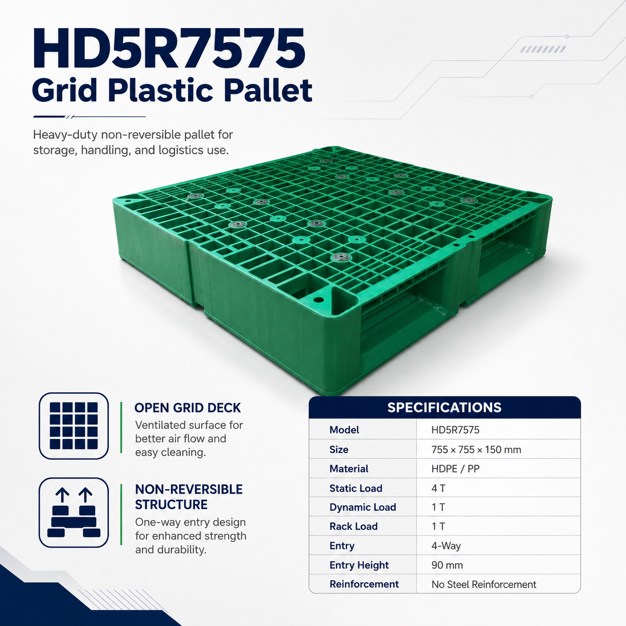 755x755x150 mm Nestable Plastic Pallet
