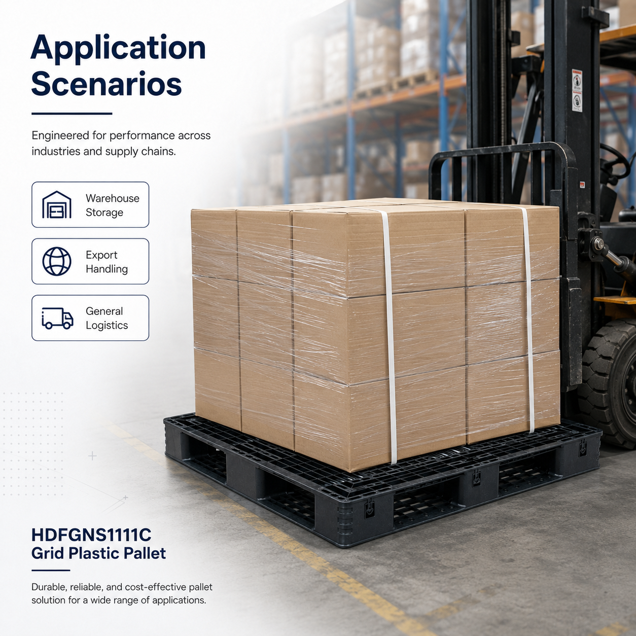 1100x1100x120 mm Full Perimeter Solid Top Plastic Pallet