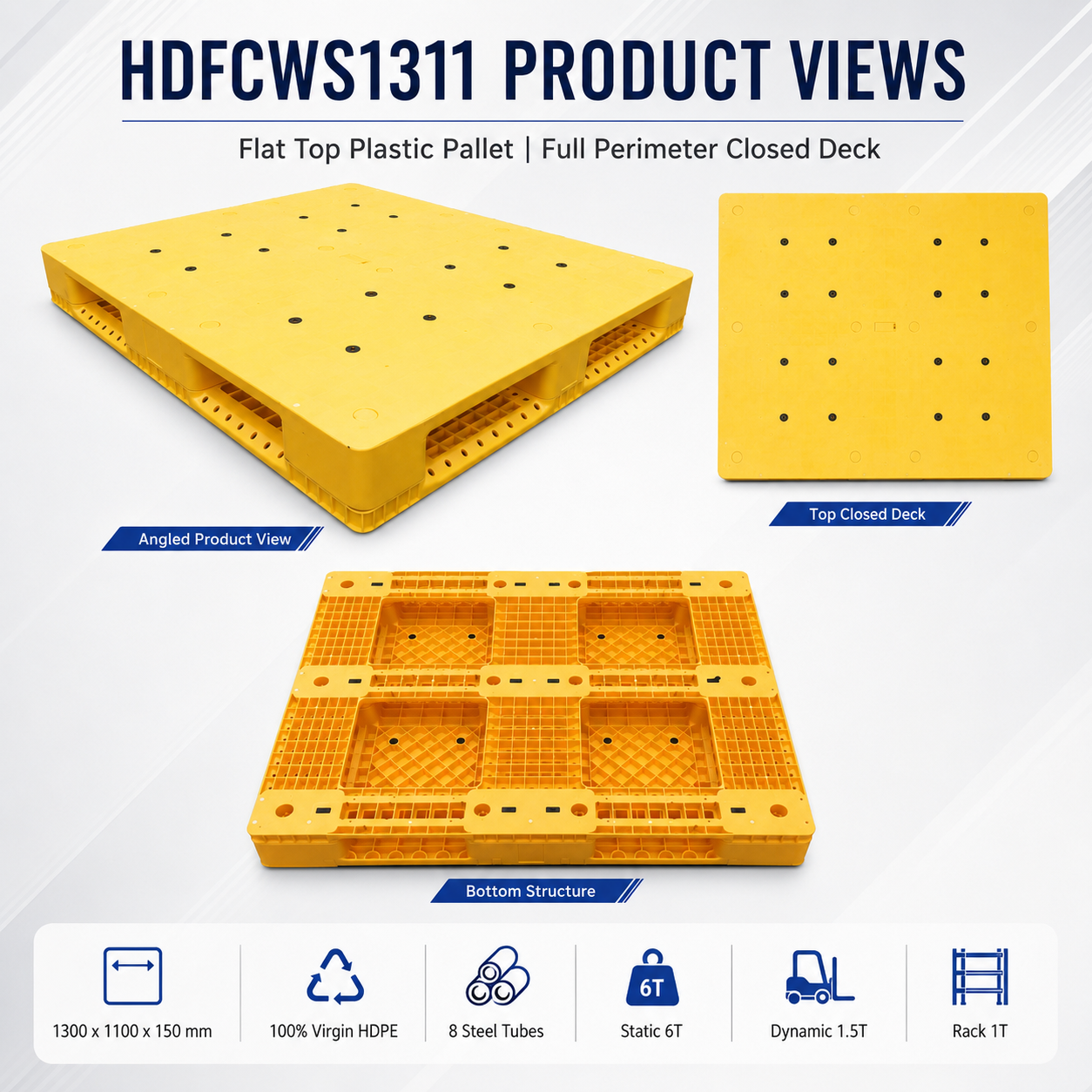 HDFCWS1311 Full Perimeter Solid Top Plastic Pallet