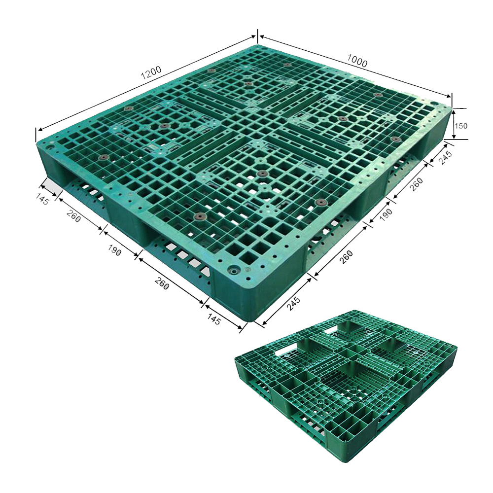 1200 x 1000 green stackable plastic pallets