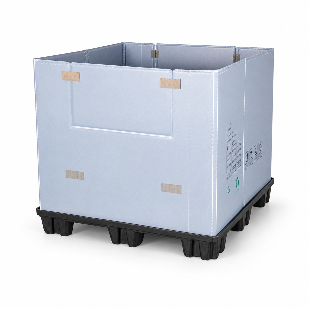 1100x1100 Twin-Sheet Plastic Sleeve Pack Container - Hump safety stop type