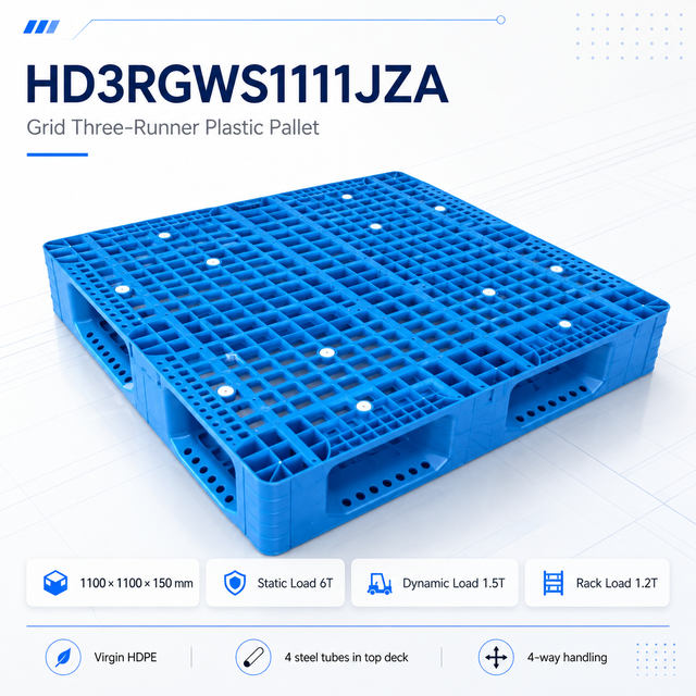 HD3RGWS1111JZA Three-Runner Open Deck Plastic Pallet