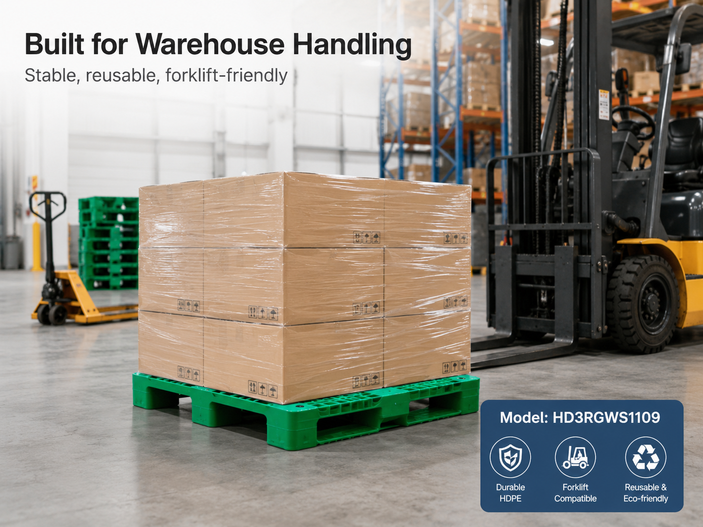 HD3RGWS1109 Three-Runner Open Deck Plastic Pallet
