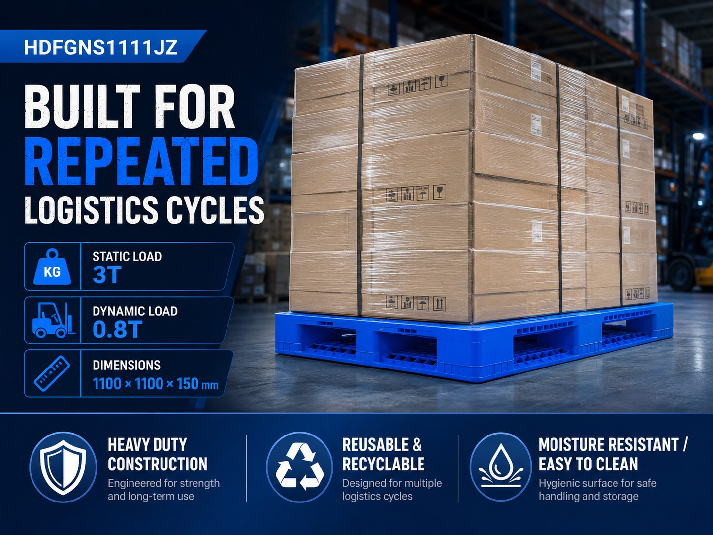 HDFGNS1111JZ Full Perimeter Open Deck Plastic Pallet