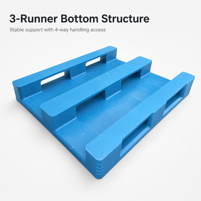 1200x1000x160 mm Three-Runner Solid Top Plastic Pallet