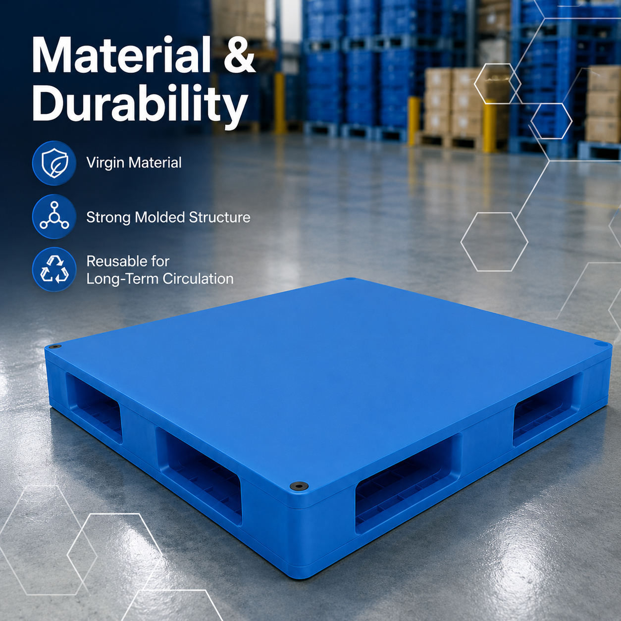 1200x1200x150 mm Double-Face Solid Top Plastic Pallet