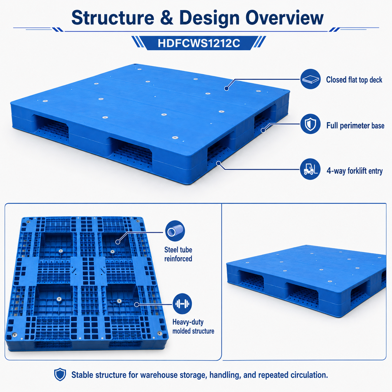 1200x1200x150 mm Full Perimeter Solid Top Plastic Pallet